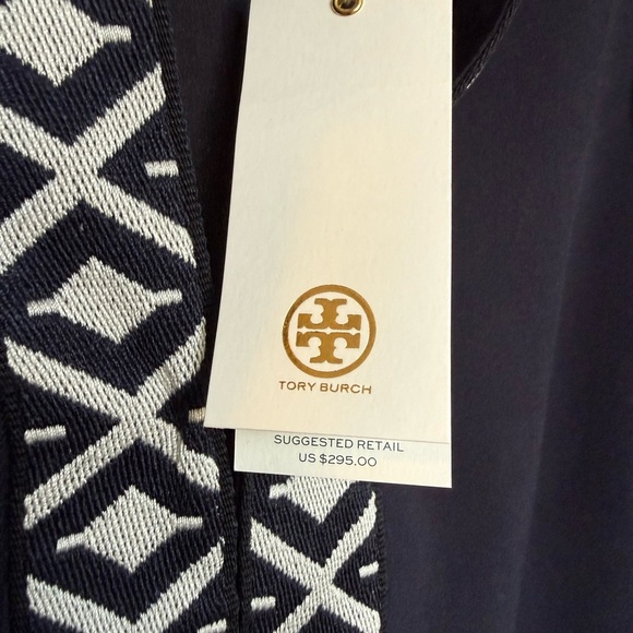 Tory Burch Dark Blue Tunic with Patterned Trim size 4 - Picture 3 of 10